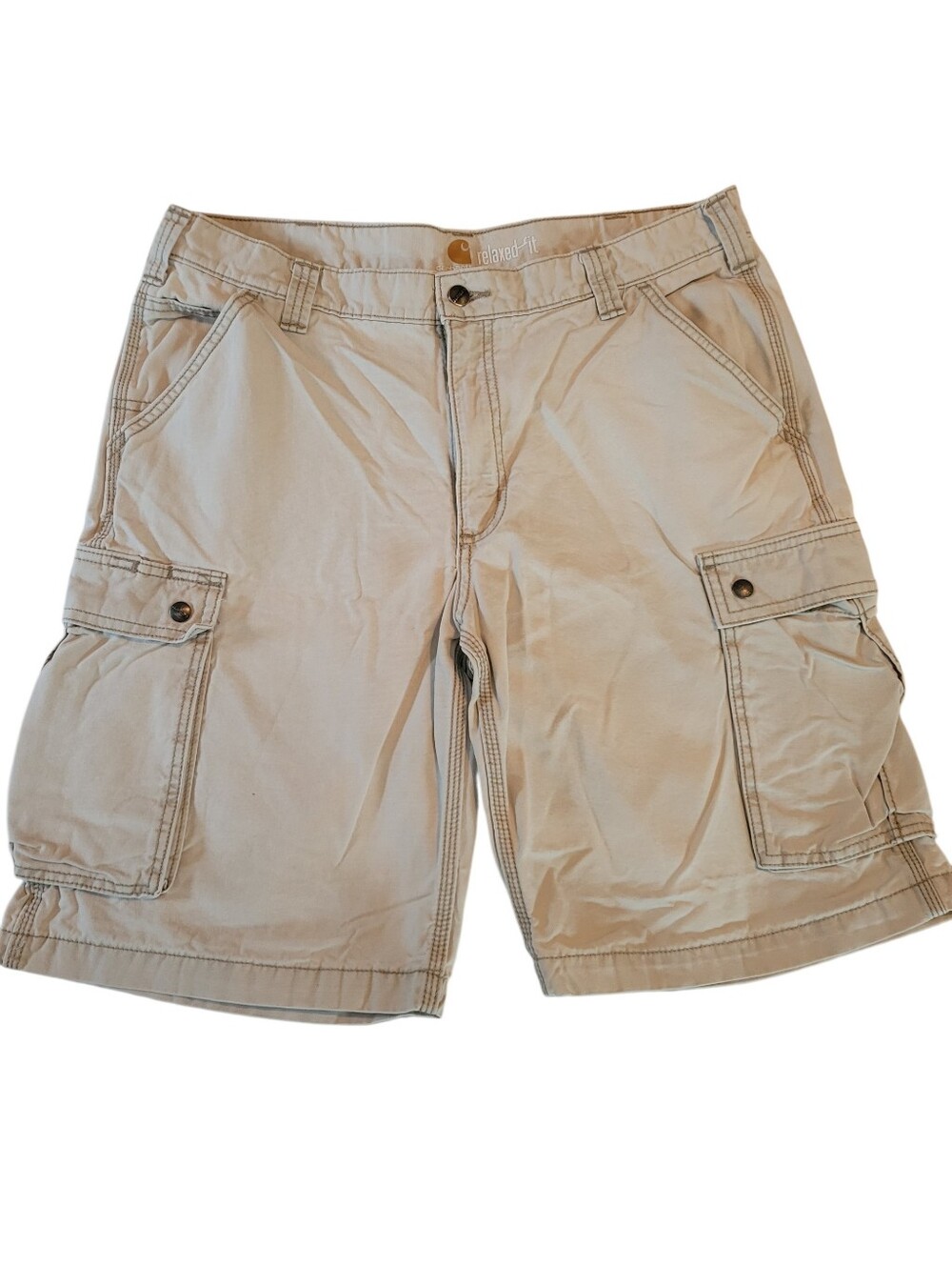 Carahartt rugged Canvas  flex cargo shorts Relaxed Fit In Tan Size 36